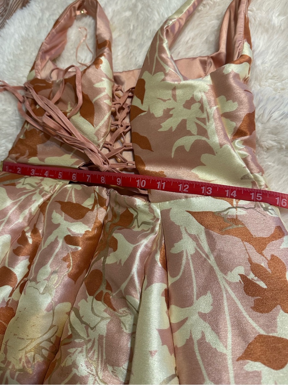BHLDN Pink Floral Square Neck Lace Up Fit & Flare Midi Dress L - Picture 12 of 16